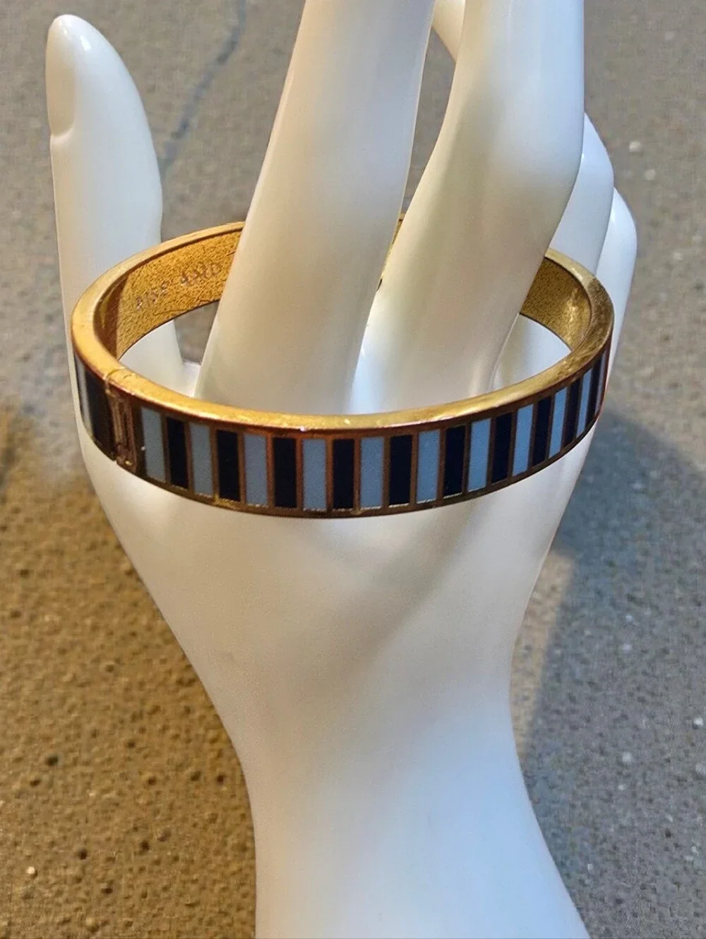 Kate Bangle Bracelet with Blue Enamel Stripes - Picture 3 of 3